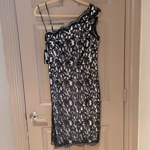 Tadashi Shoji one shoulder cocktail dress
